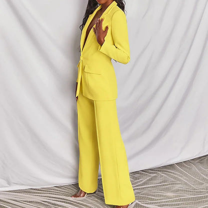 Women's Lapel Blazer and Straight-Leg Pants Set (photo 51)