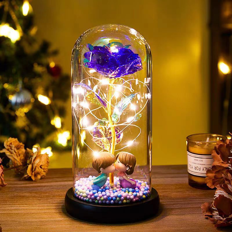 Foil Rose LED Light in Glass Dome, 22 x 11 cm (photo 12)