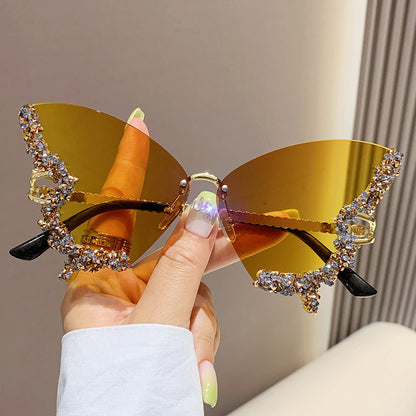 Women's Rimless Butterfly Rhinestone Sunglasses (photo 3)