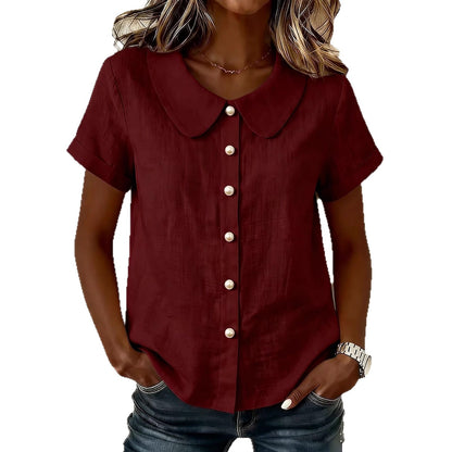 Women's Short-Sleeve Loose Casual Shirt (photo 5)