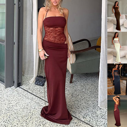 Women's Lace Strappy Maxi Dress