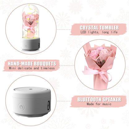 Rose Bouquet LED Light and Bluetooth Speaker in Glass Dome (photo 5)
