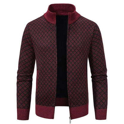 Men's Plaid Knit Zip-Up Cardigan Sweater (photo 8)