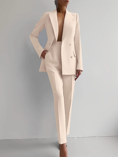 Women's Single-Breasted Jacket and Slim Trousers Suit (photo 9)