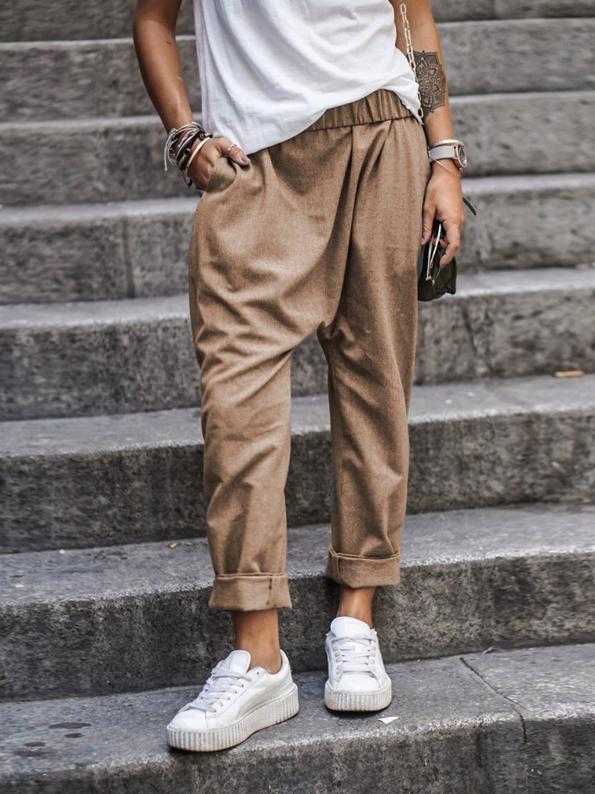 Women's High-Waist Harem Pants with Pockets (photo 6)