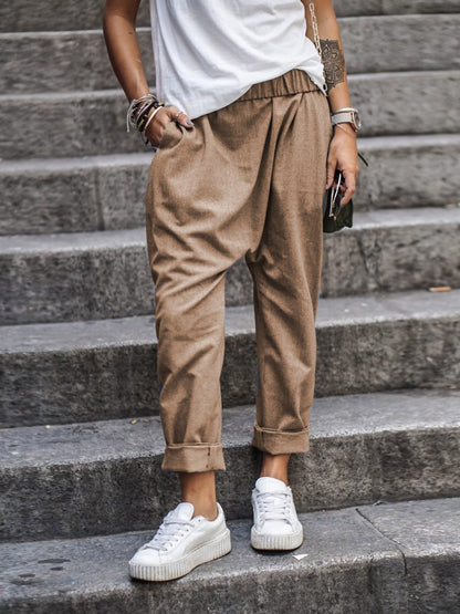 Women's High-Waist Harem Pants with Pockets (photo 6)