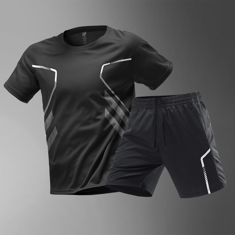 Men's Color-Block Sports T-Shirt and Shorts Set (photo 8)