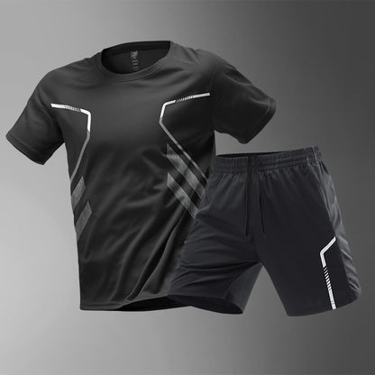 Men's Color-Block Sports T-Shirt and Shorts Set (photo 8)