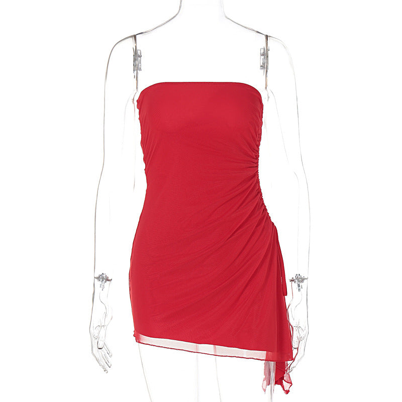 Women's Strapless Split Mini Dress (photo 9)