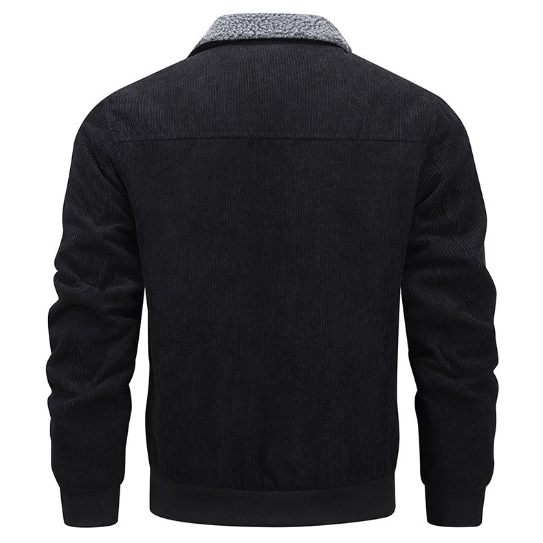 Men's Lapel Padded Fleece Jacket with Pockets (photo 4)