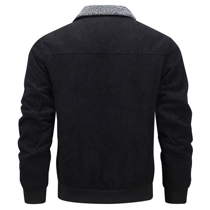Men's Lapel Padded Fleece Jacket with Pockets (photo 4)