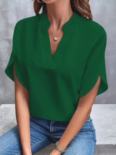 Women's V-Neck Short-Sleeve Chiffon Shirt (photo 8)