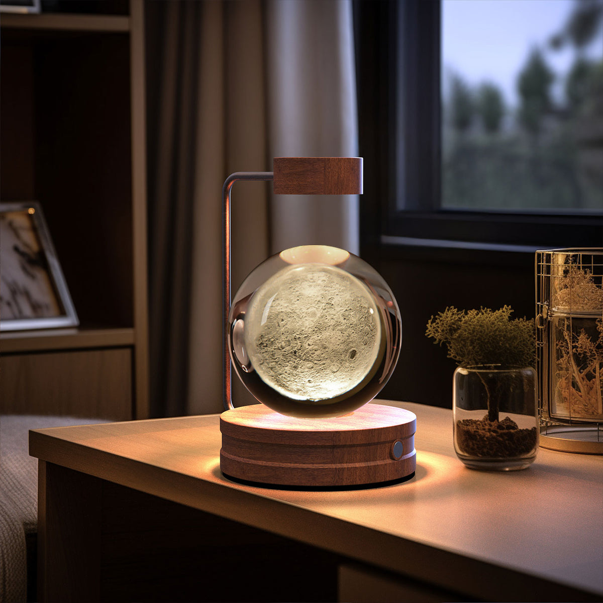 3D Engraved Crystal Ball Night Light with Wooden Base, USB (photo 96)