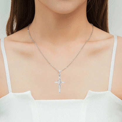 Rhinestone Cross Pendant Necklace (photo 2)