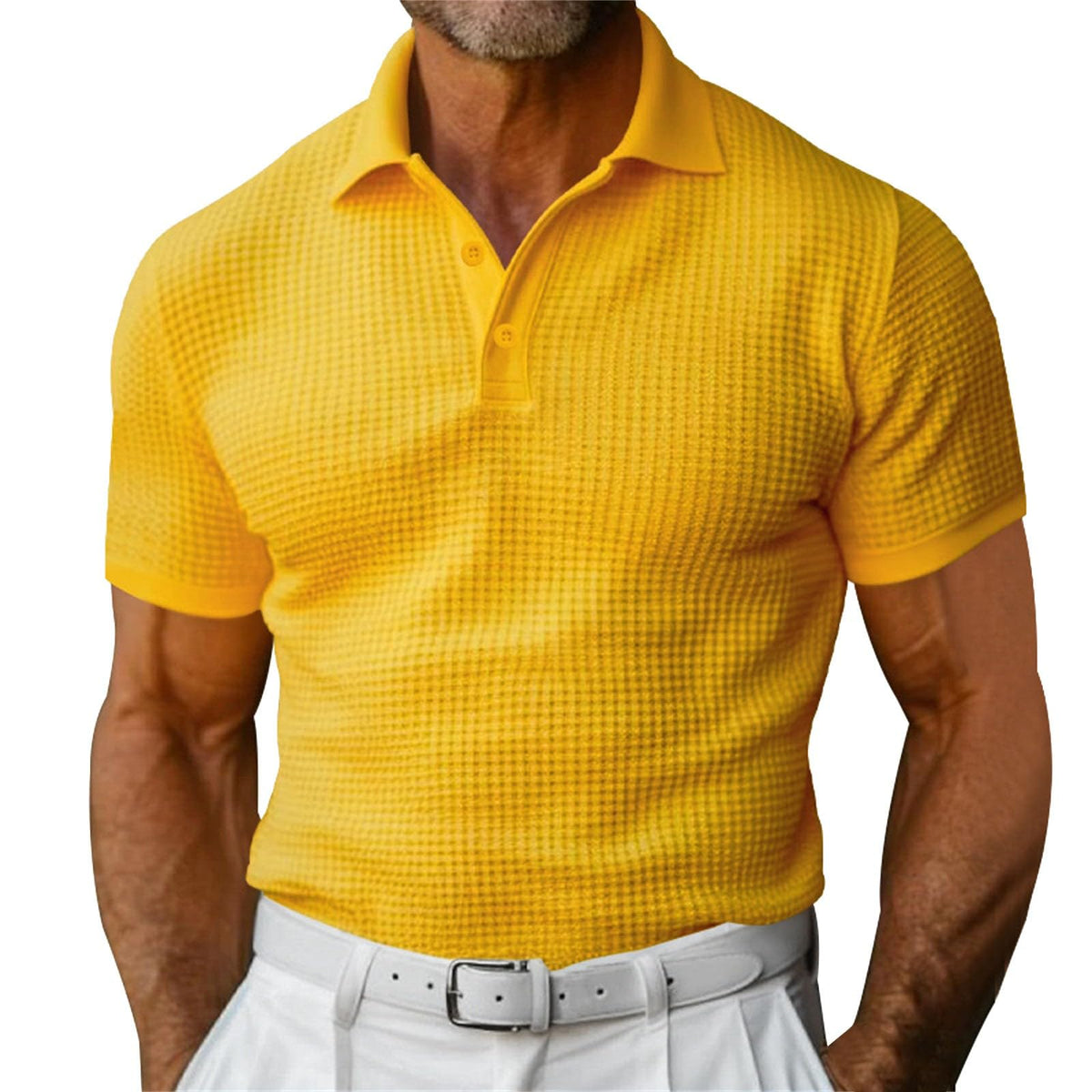Men's Waffle Short-Sleeve Polo Shirt (photo 8)