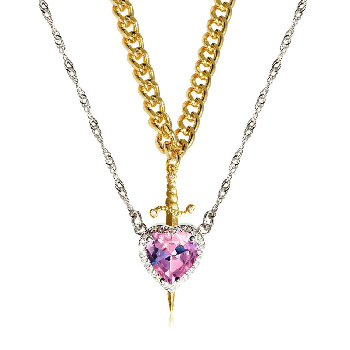 Heart and Sword Couple Necklace Set (photo 12)