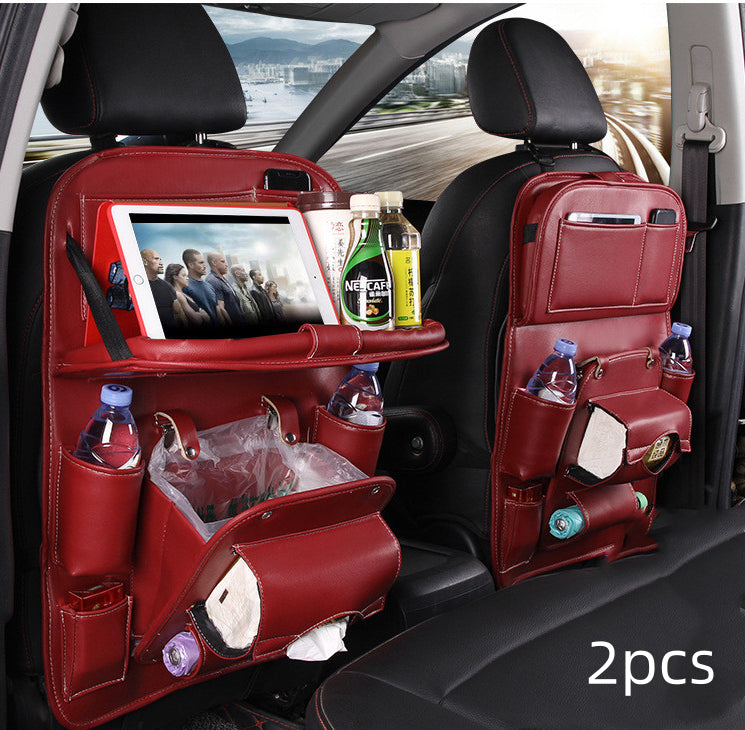 PU Leather Car Seat Back Organizer with Tissue Box (photo 15)