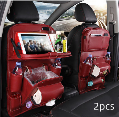 PU Leather Car Seat Back Organizer with Tissue Box (photo 15)