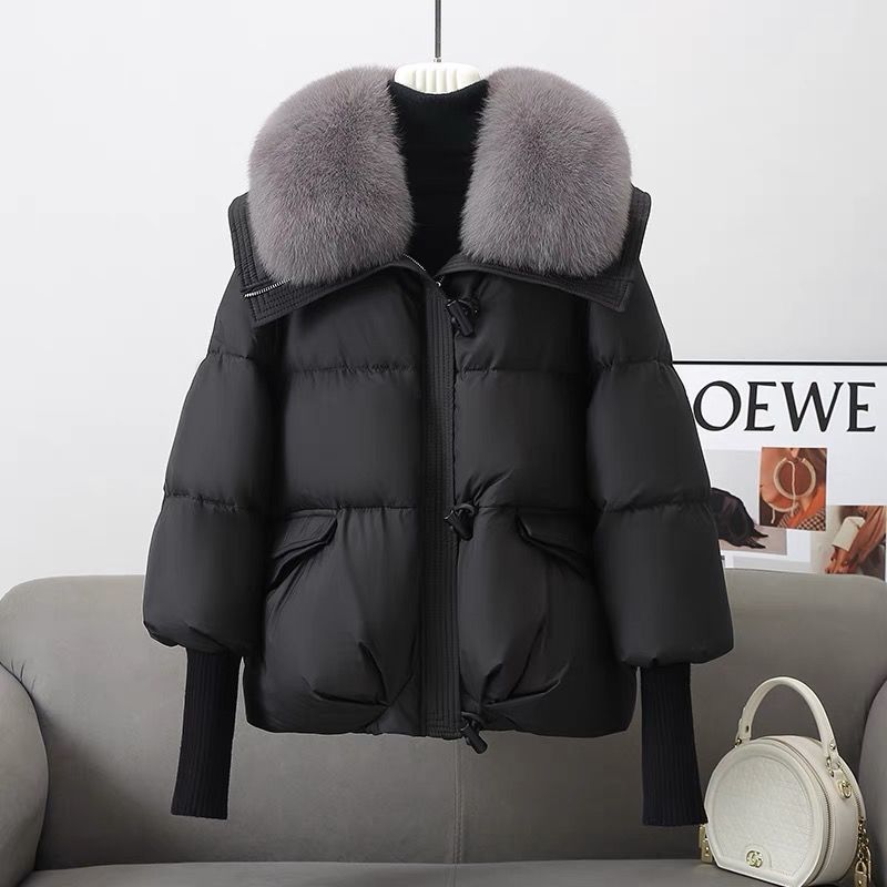 Women's Short Padded Jacket with Faux Fur Collar (photo 8)