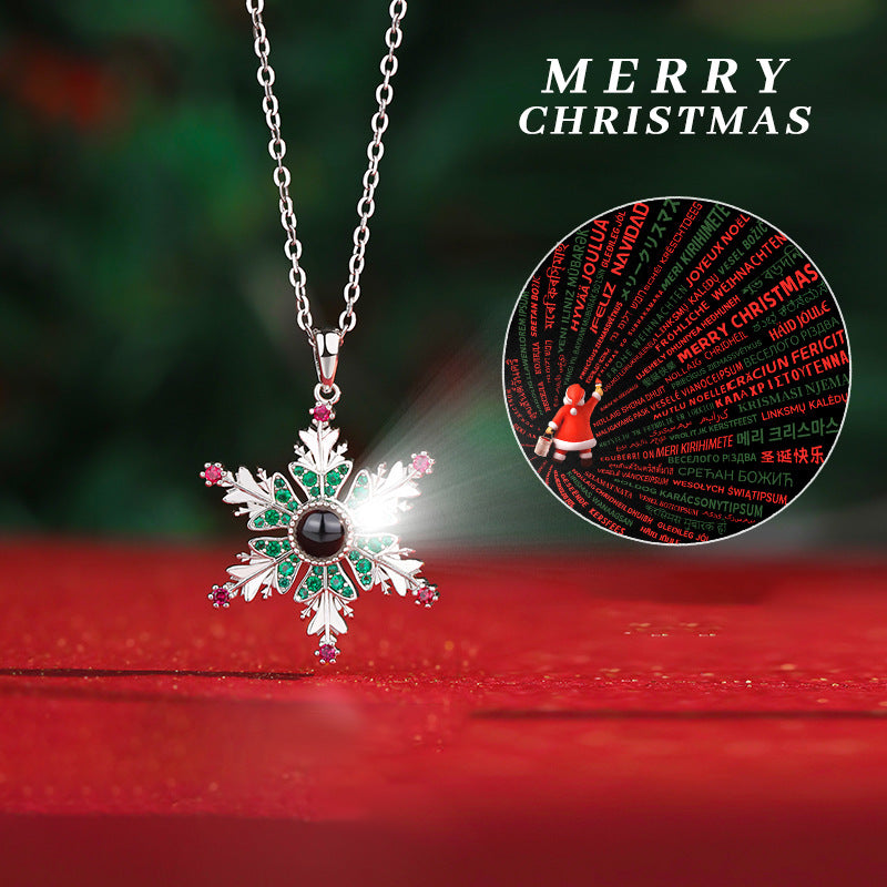 Snowflake Projection Christmas Necklace