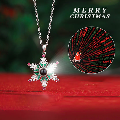 Snowflake Projection Christmas Necklace