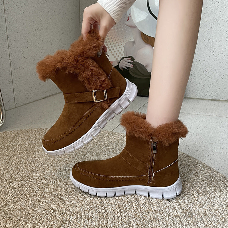 Women's Plush-Lined Buckle Snow Ankle Boots (photo 10)