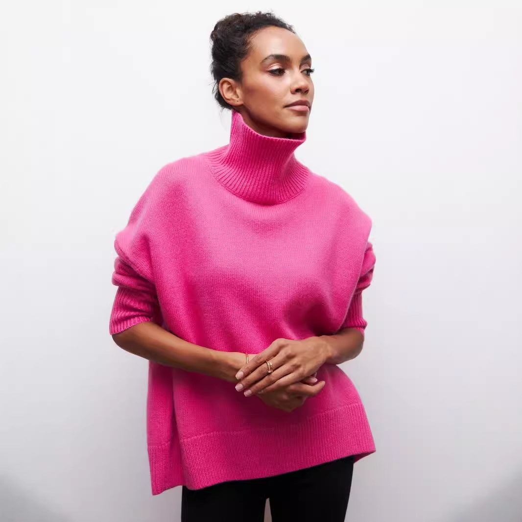 Women's Solid Turtleneck Pullover Sweater (photo 4)