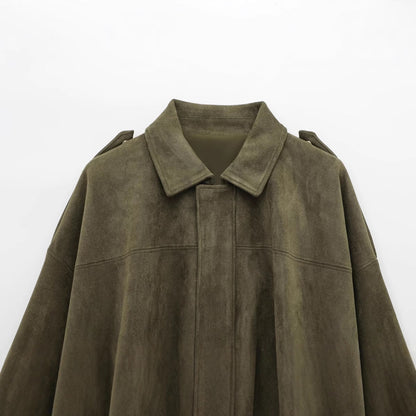 Faux Suede Zip-Up Jacket with Matching Pants and Skirt Options (photo 4)