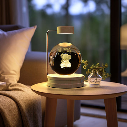 3D Engraved Crystal Ball Night Light with Wooden Base, USB (photo 18)
