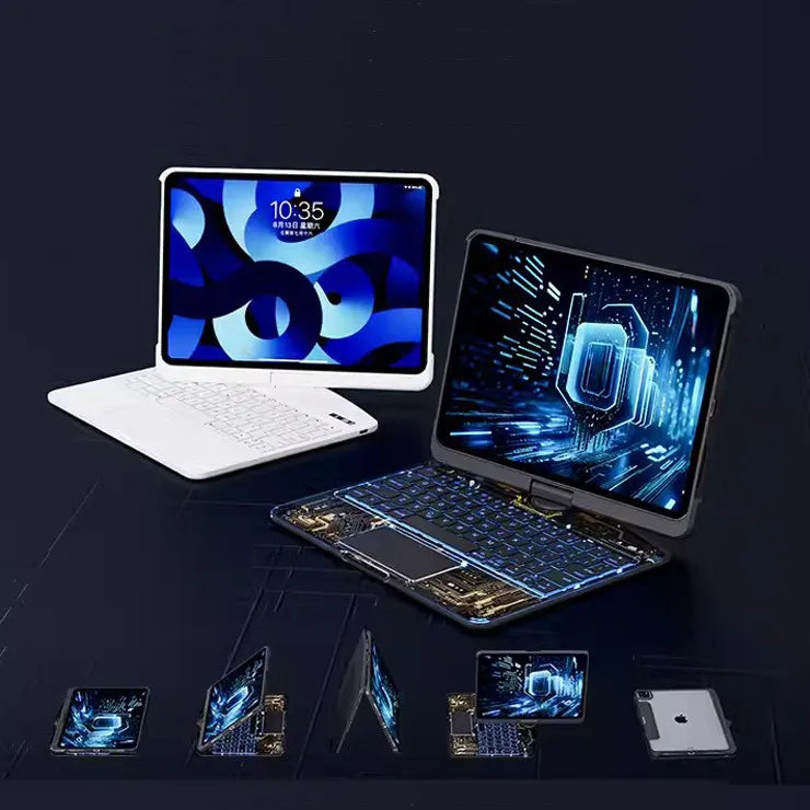 360° Rotating Clear Keyboard Case for iPad with Trackpad (photo 2)