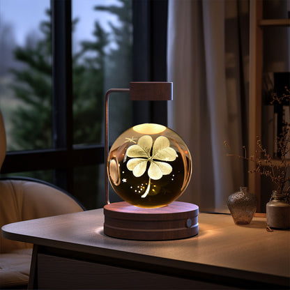 3D Engraved Crystal Ball Night Light with Wooden Base, USB (photo 83)