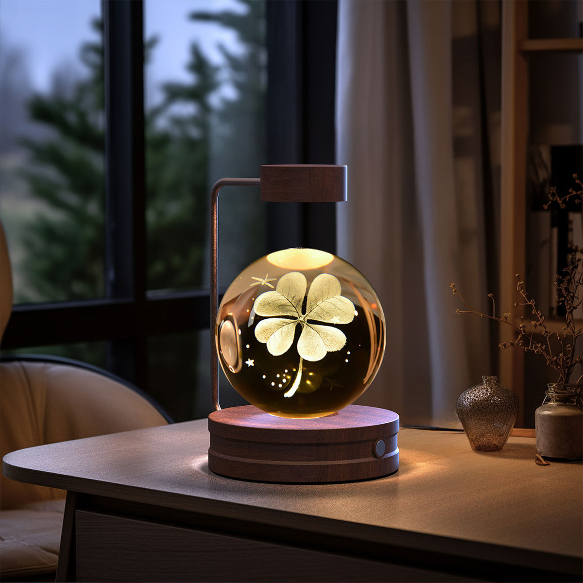3D Engraved Crystal Ball Night Light with Wooden Base, USB (photo 46)