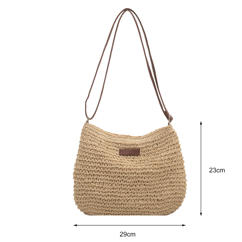 Woven Straw Tote Bag with Zipper (photo 8)