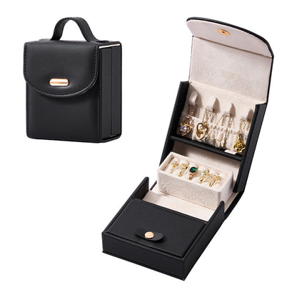 Travel Jewelry Case with Slide-Out Tray - Black (photo 1)