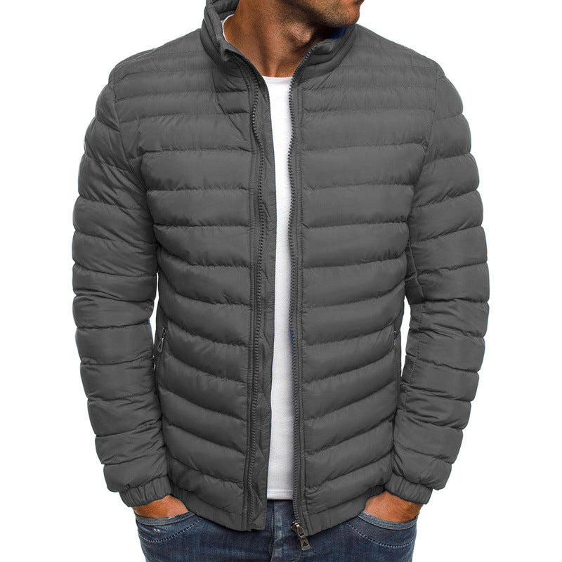 Men's Padded Zip-Up Jacket with Pockets (photo 2)