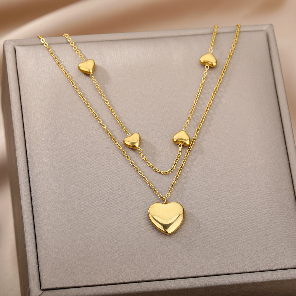 Layered Heart, Moon and Star Zircon Necklace (photo 2)