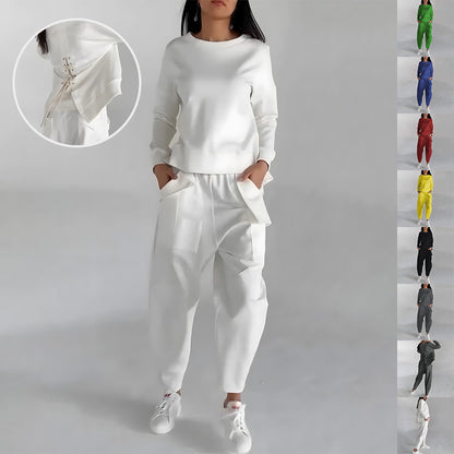 Women's Back-Slit Sweatshirt and Loose Pants Set