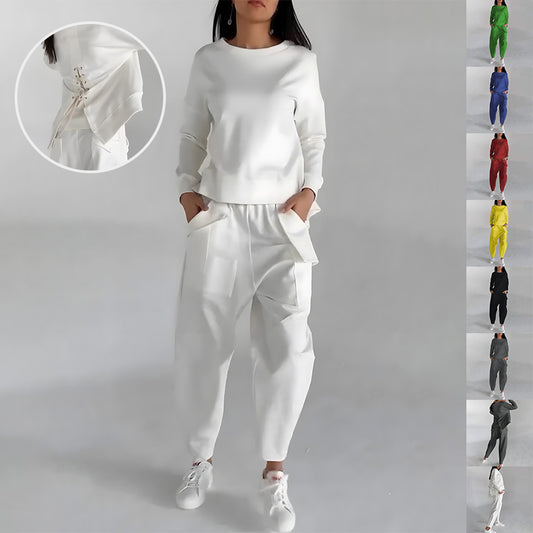 Women's Back-Slit Sweatshirt and Loose Pants Set