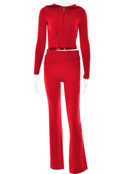 Women's Zip-Up Hoodie and High-Waist Pants Set (photo 28)