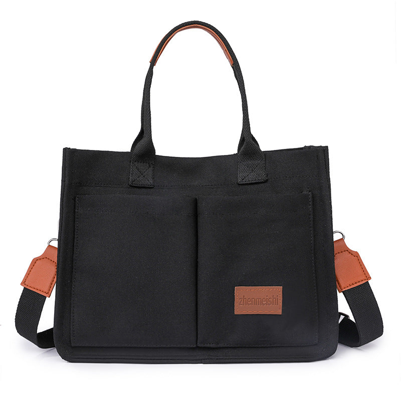 Multi-Pocket Canvas Tote and Shoulder Bag (photo 25)