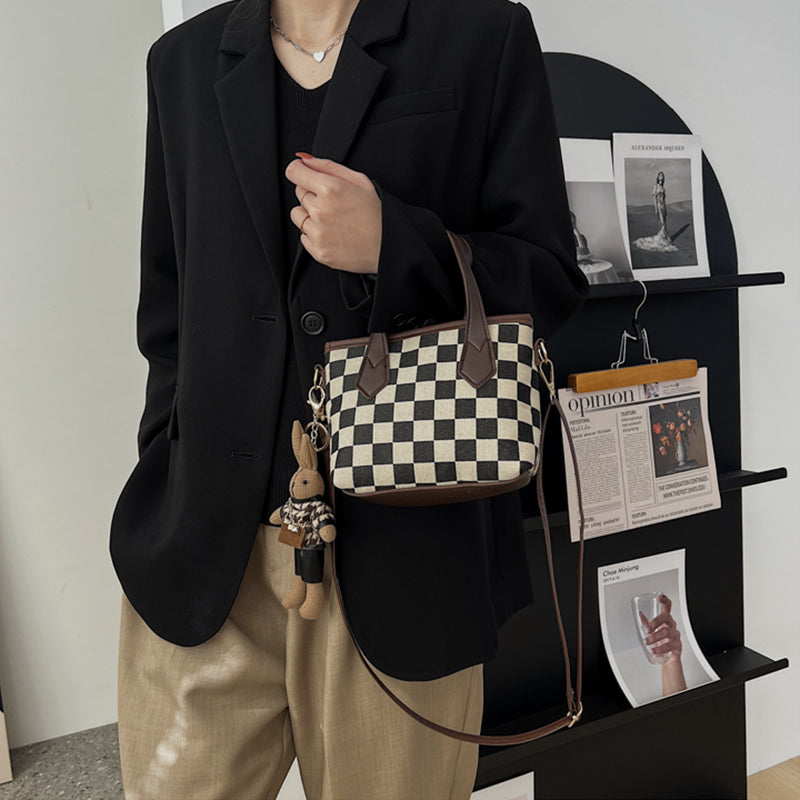 Houndstooth and Plaid Mini Shoulder Bag (photo 3)
