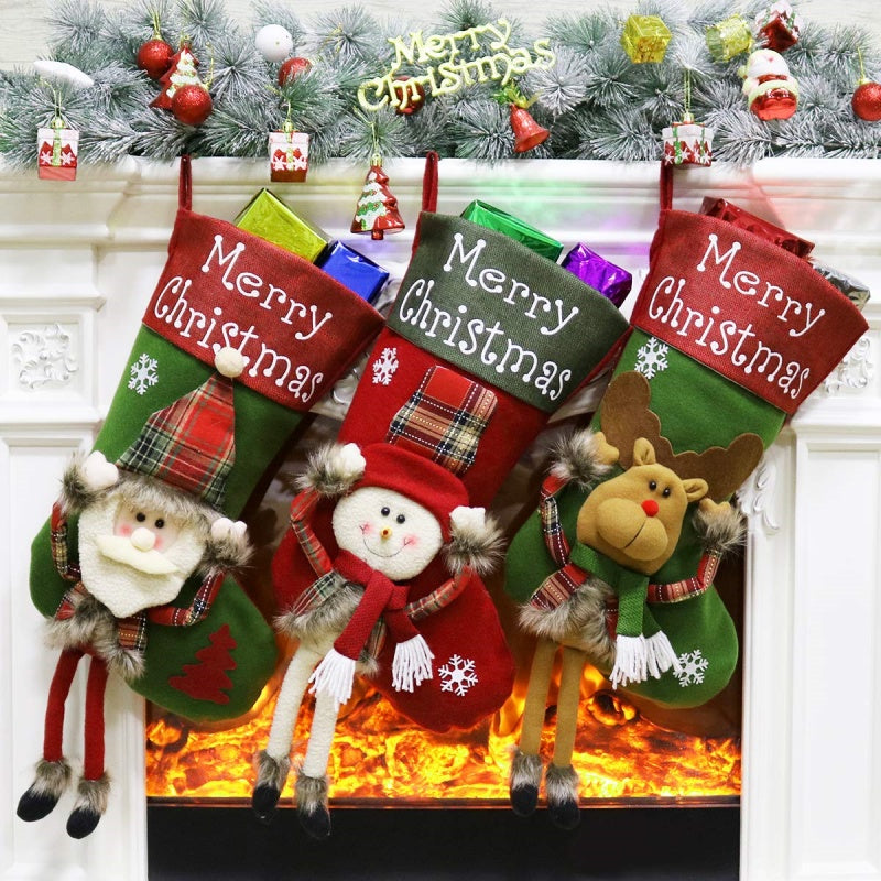 3D Applique Christmas Stocking, About 18 in