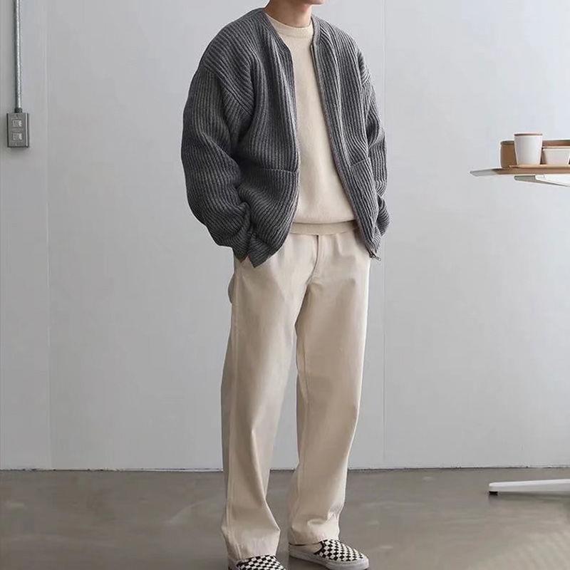 Men's Lined Zip-Up Knit Cardigan with Funnel Neck (photo 8)