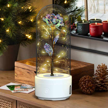 Preserved Rose LED Light and Bluetooth Speaker in Glass Dome (photo 10)
