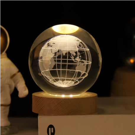 Wood Base Crystal Ball Night Lamp (photo 64)