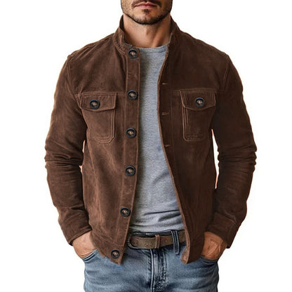 Men's Vintage Faux Suede Single-Breasted Jacket (photo 5)
