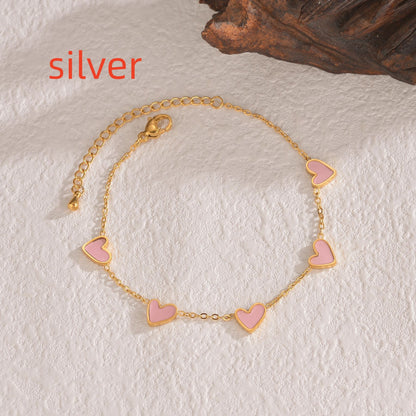 Stainless Steel Enamel Heart Bracelet (photo 9)