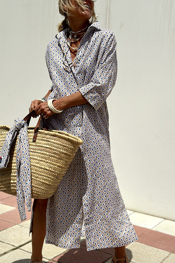 Women's Striped Half-Sleeve Shirt Dress with Belt (photo 9)