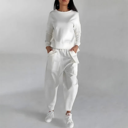 Women's Back-Slit Sweatshirt and Loose Pants Set (photo 8)