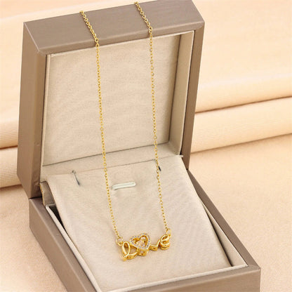 Titanium Steel Love Letter Clavicle Necklace (photo 5)